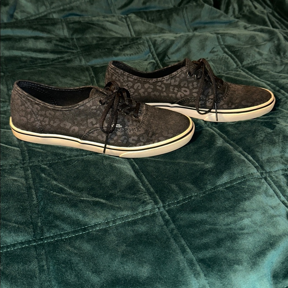 Vans Authentic Lo Pro Black Leopard Print Canvas Sneakers
